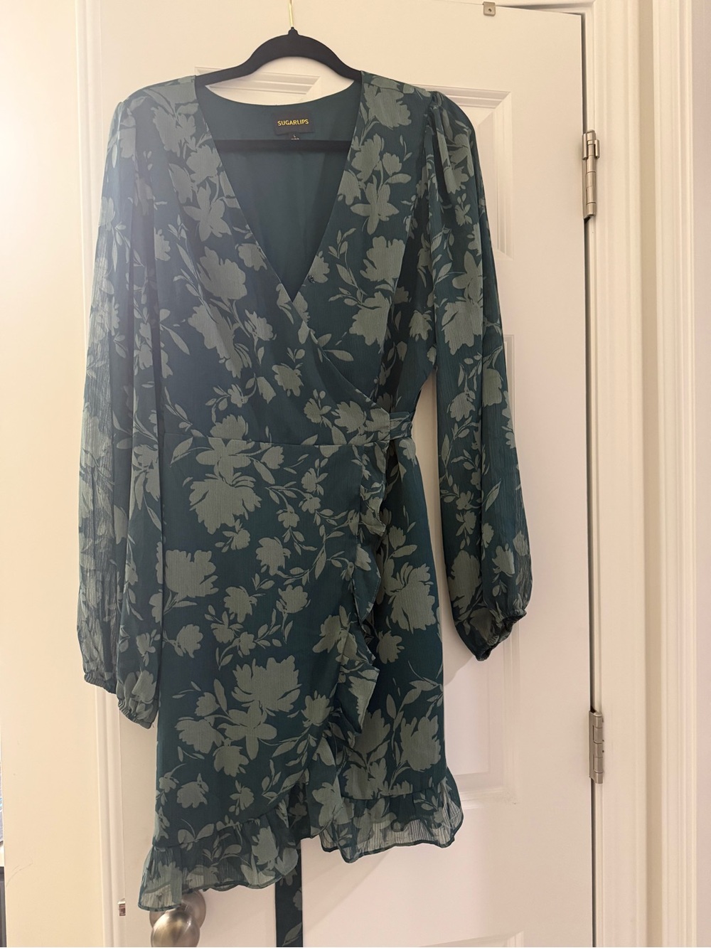 Sugarlips Teal Floral Wrap Dress